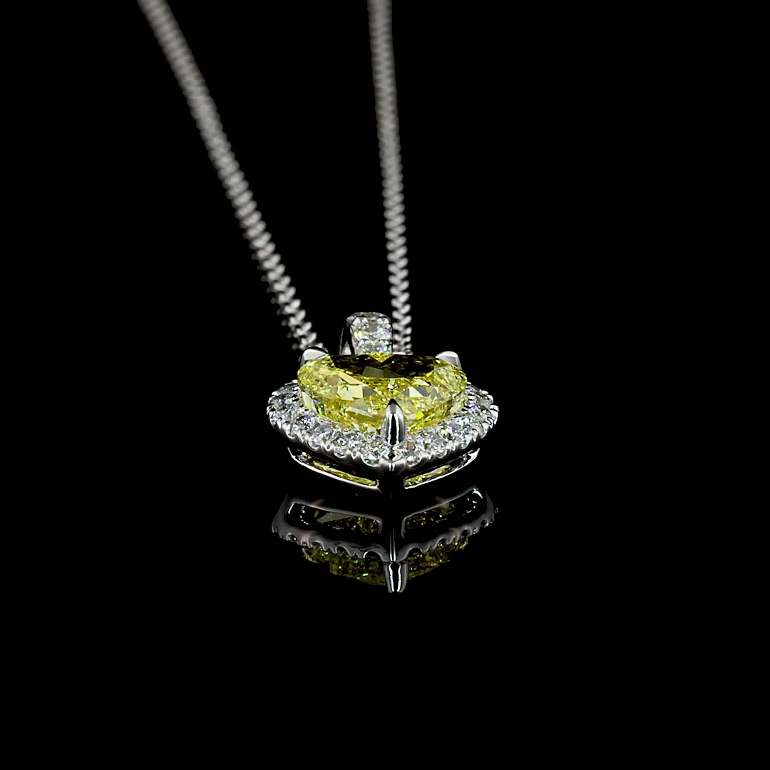 1.27 Cts 14k White Gold Heart Shape Halo Pendant - Image 4
