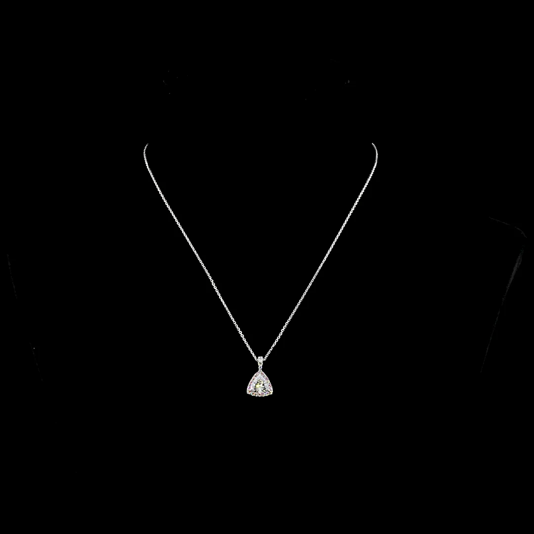 1.31 Cts 14k White Gold Triangle Shape Halo Pendant - Video