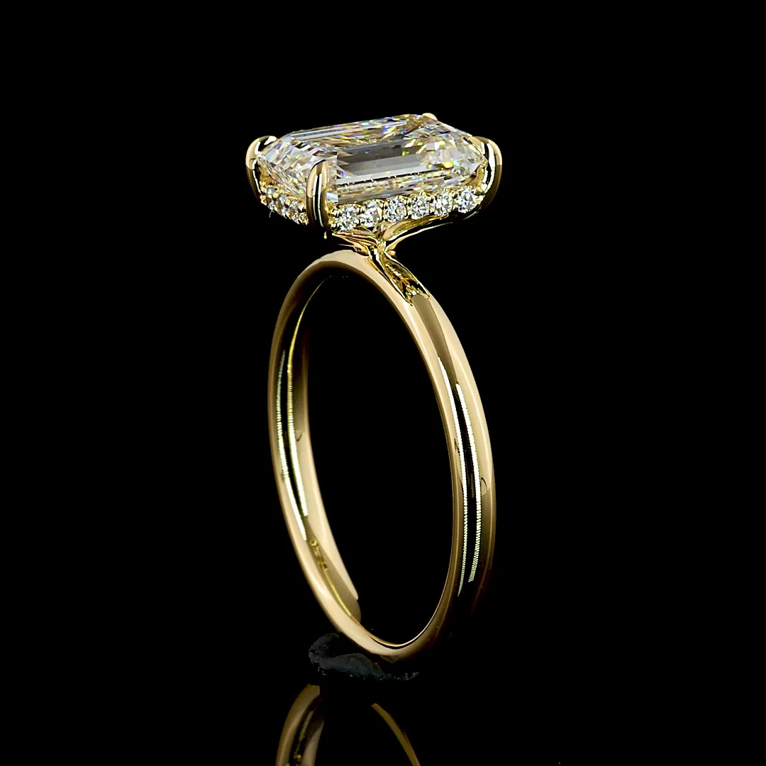 2.72 Cts 14k Yellow Gold Emerald Shape Hidden Halo Ring - Image 2