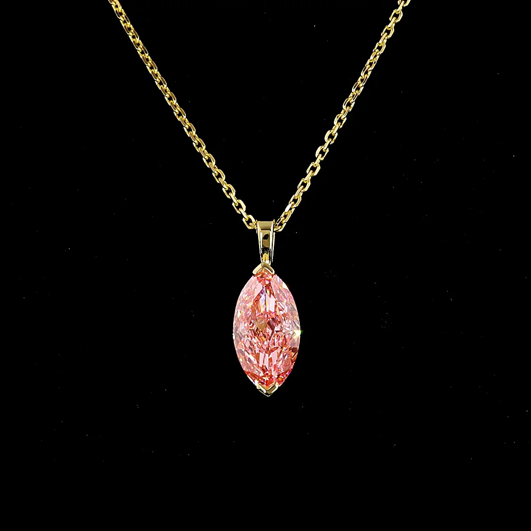 1.53 Cts 14k Yellow Gold Marquise Shape Solitaire Pendant - Image 3