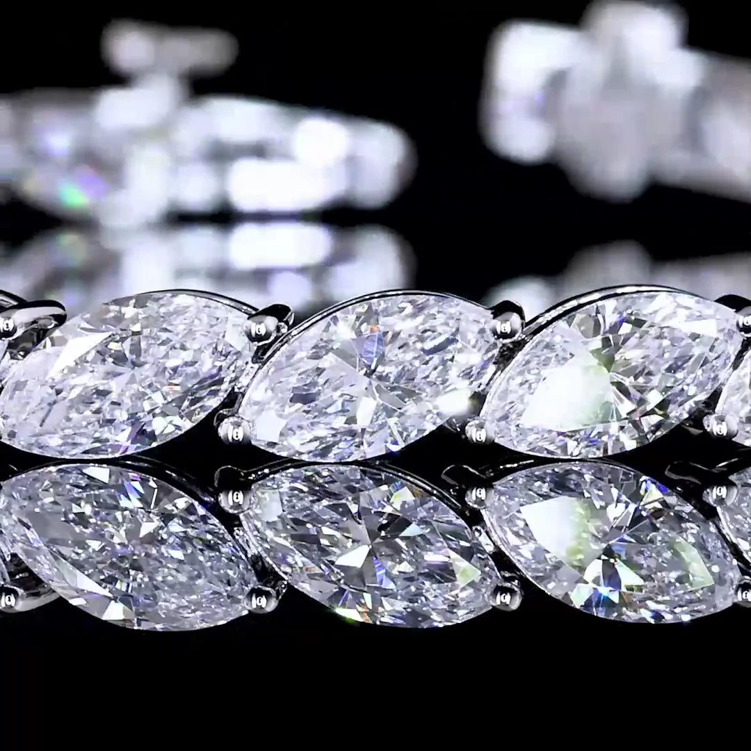 7.56 Cts 14k White Gold Marquise Shape Tennis Bracelet - Image 2