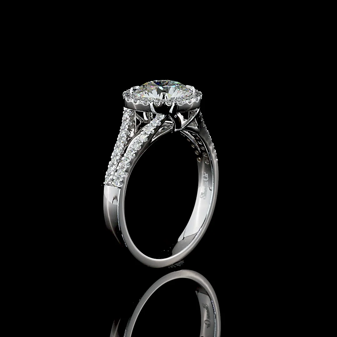 2.04 Cts 14k White Gold Round Shape Split Shank Ring - Image 4