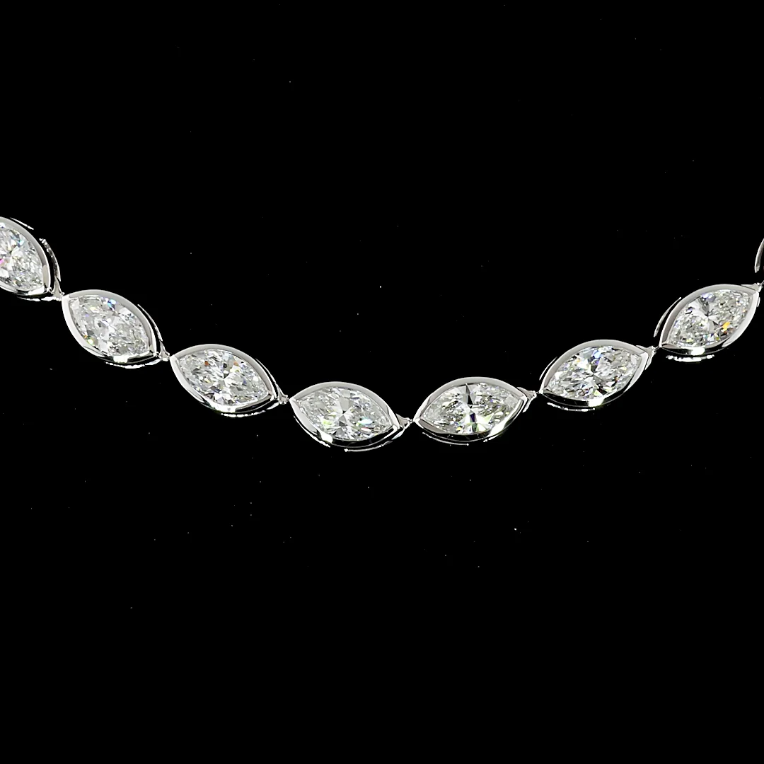 10.07 Cts 18k White Gold Marquise Shape Tennis Necklace - Image 3