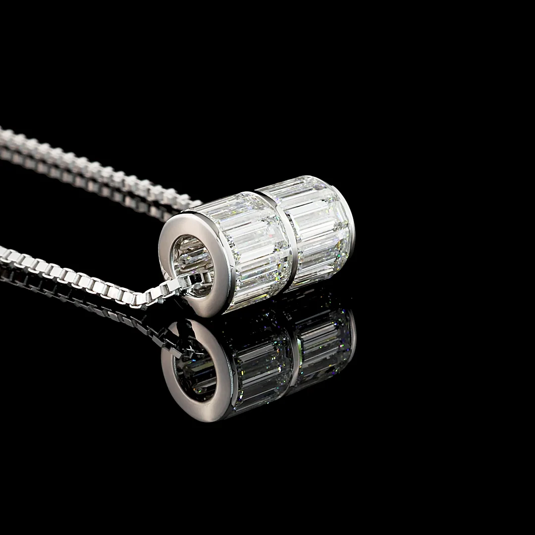 4.11 Cts 14k White Gold Baguette Shape Pendant Pendant - Image 2