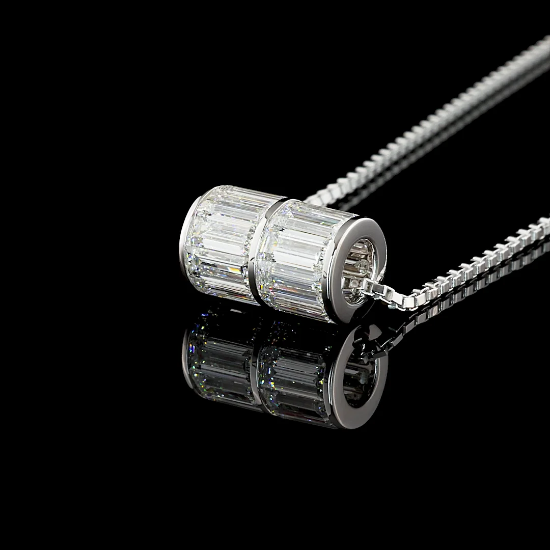 4.11 Cts 14k White Gold Baguette Shape Pendant Pendant - Image 4