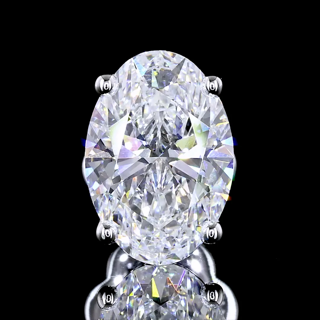 3.42 Cts 14k White Gold Oval Shape Studs Earring - Image 2