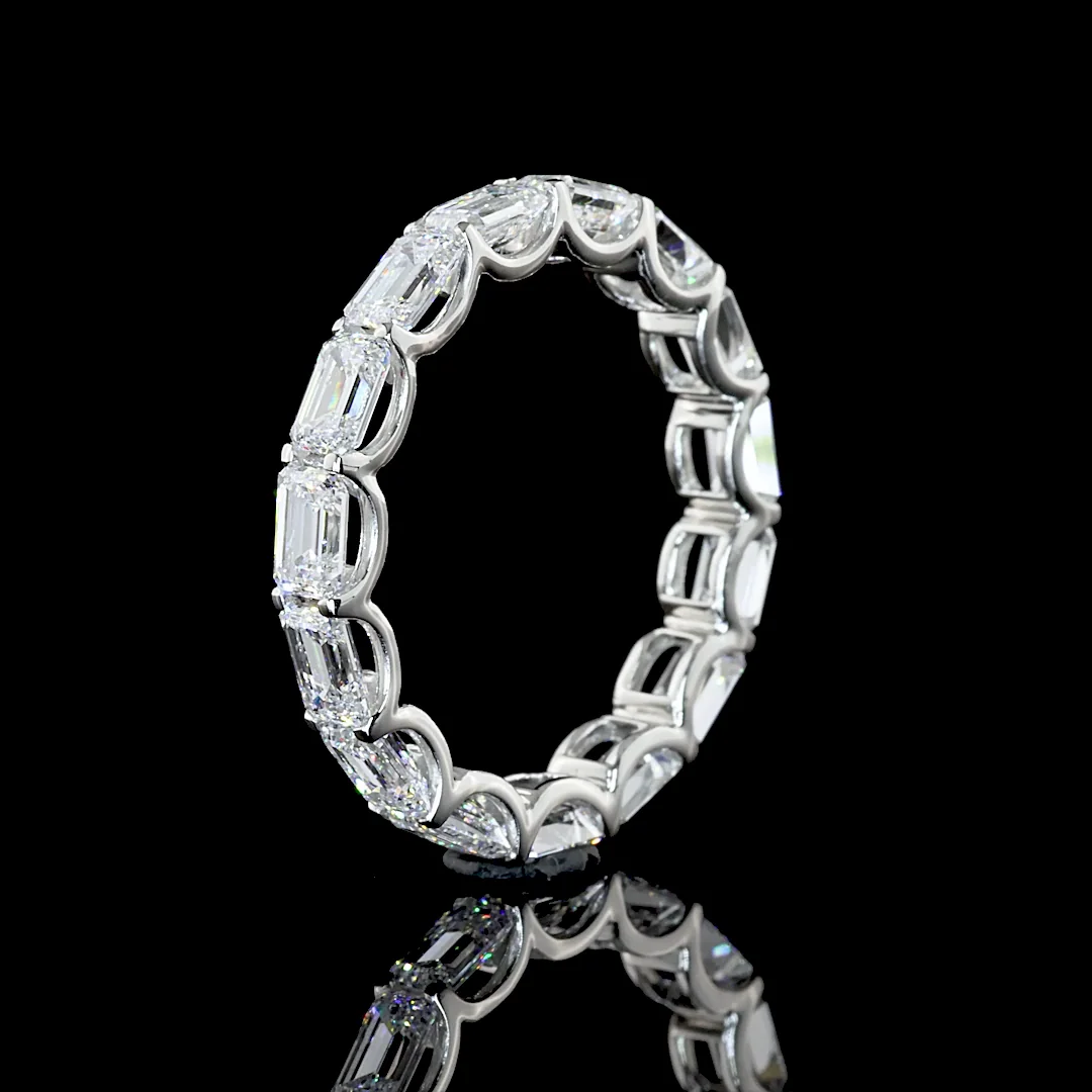 2.99 Cts Platinum Emerald Shape Eternity Band Eternity Band - Image 4