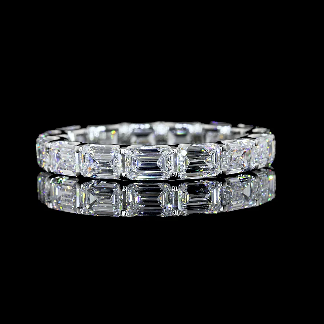 2.99 Cts Platinum Emerald Shape Eternity Band Eternity Band - Video