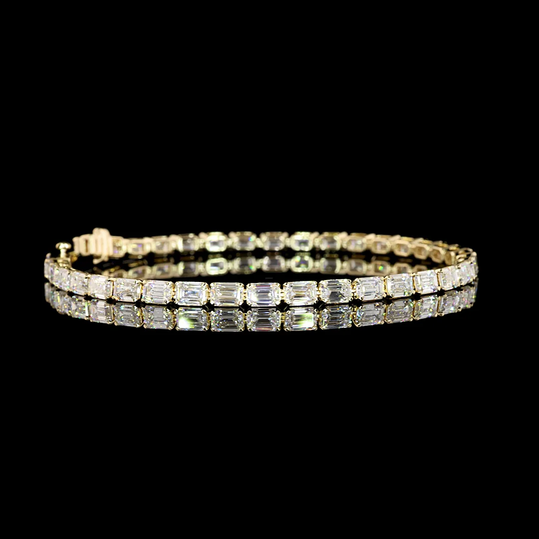 8.97 Cts 14k Yellow Gold Emerald Shape Tennis Bracelet - Video