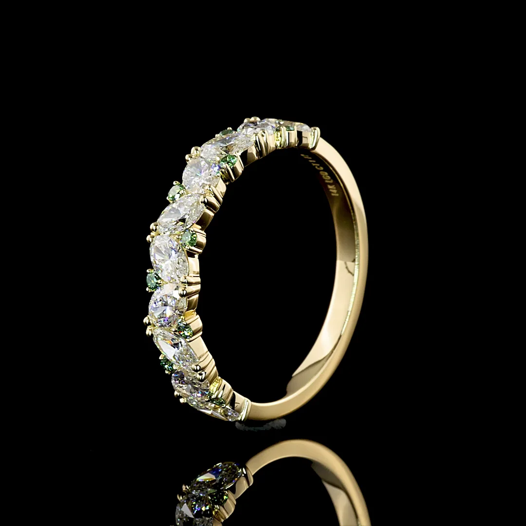 1.59 Cts 14k Yellow Gold Oval Shape Half Eternity Eternity Band - Image 4