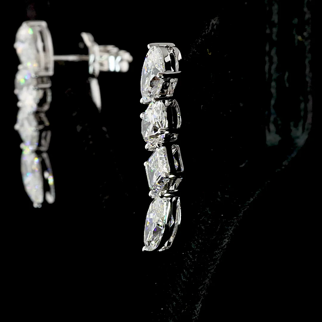4.1 Cts 14k White Gold Mix Shape Crawler Earring - Image 4