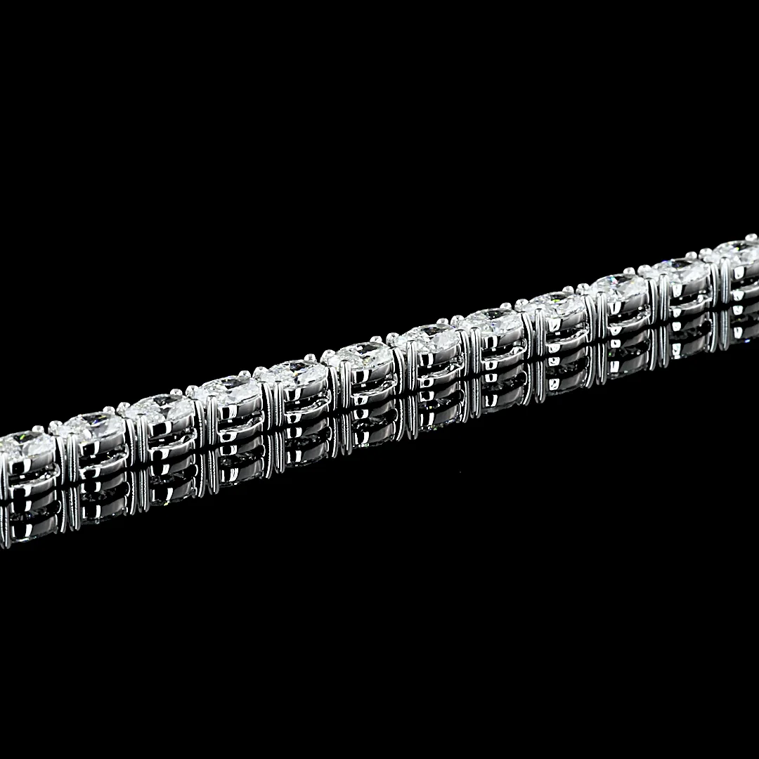 7.18 Cts 14k White Gold Oval Shape Tennis Necklace - Image 4