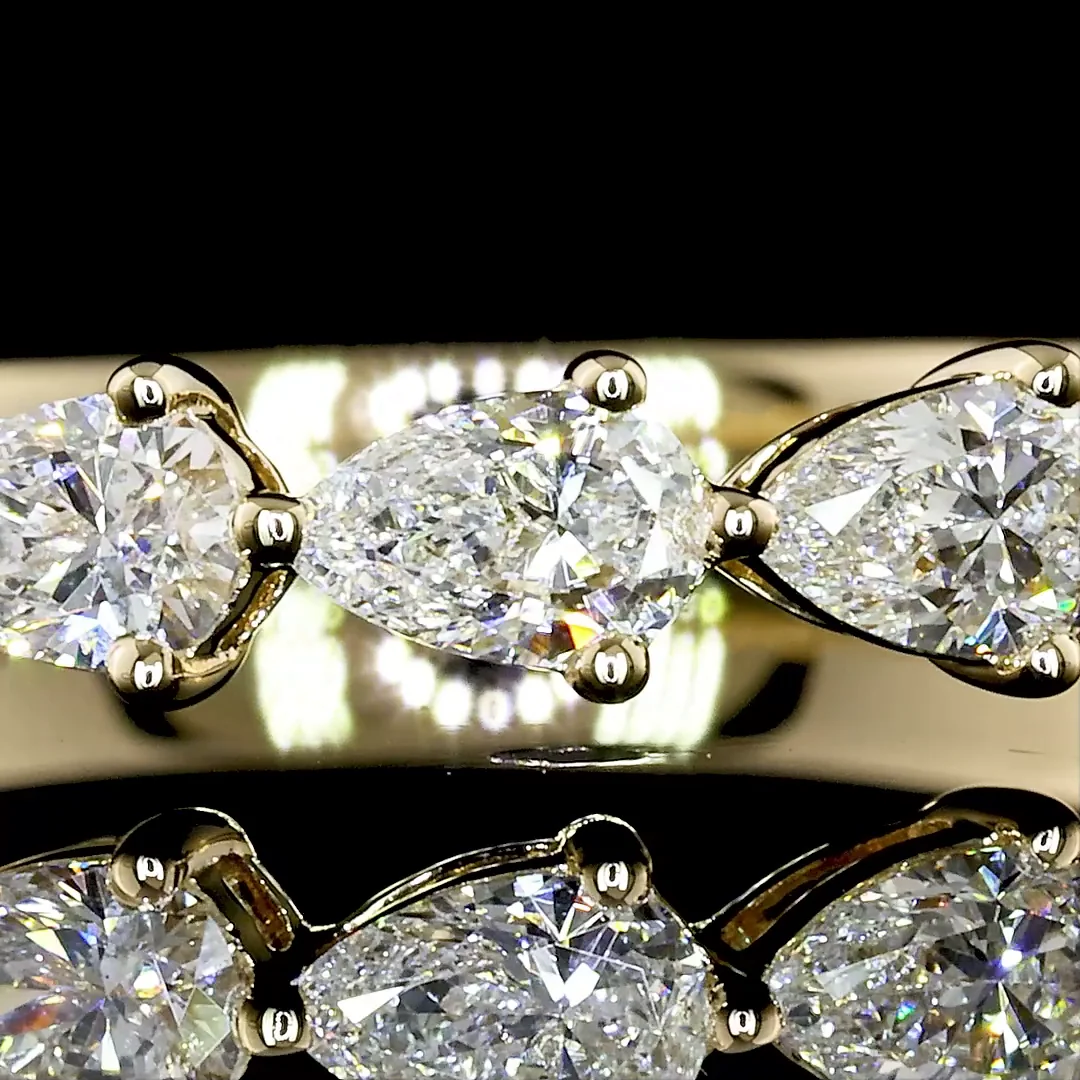 0.62 Cts 14k Yellow Gold Pear Shape Half Eternity Eternity Band - Image 2