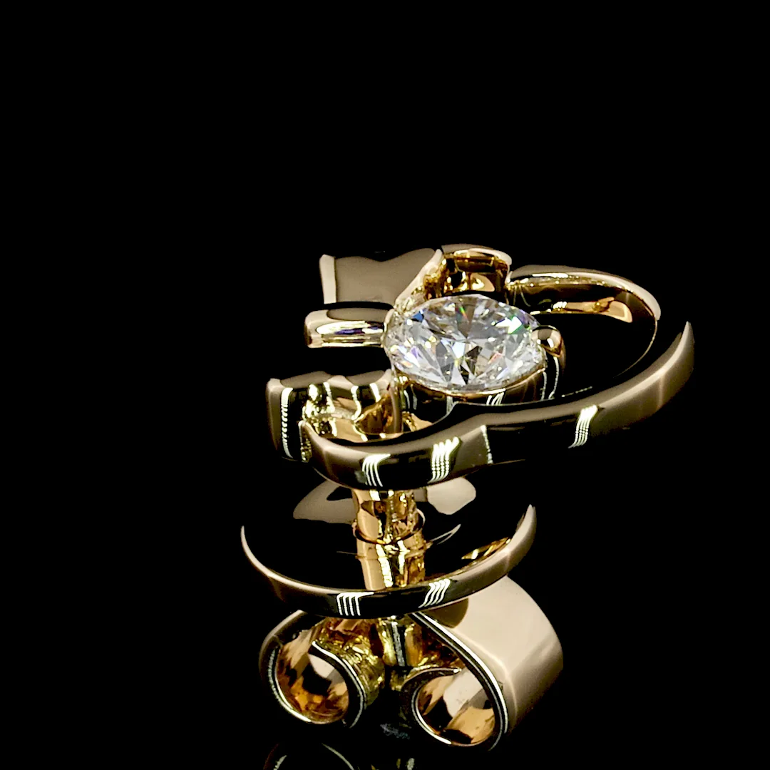 0.11 Cts 18k Yellow Gold Round Shape Studs Earring - Image 4