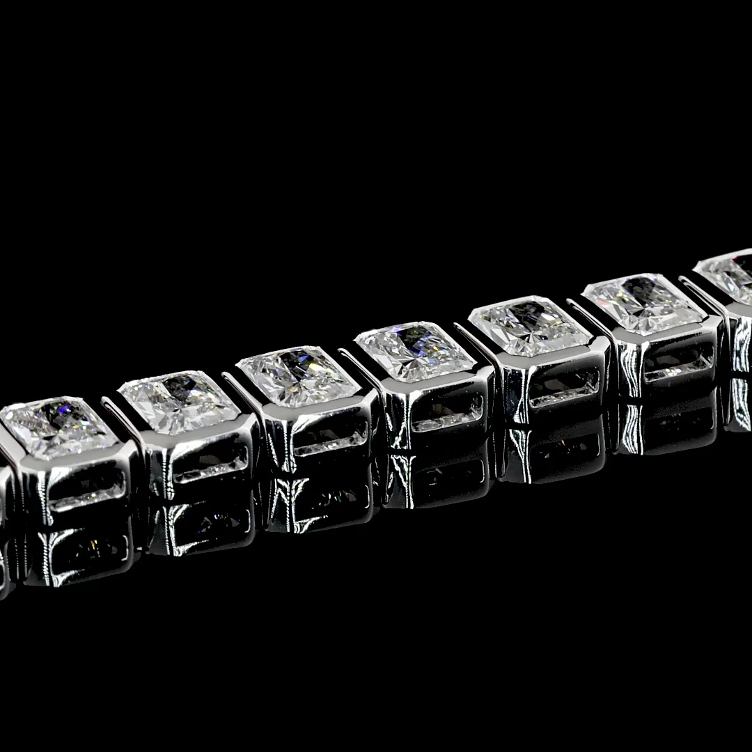 11.15 Cts 14k White Gold Radiant Shape Tennis Bracelet - Image 3