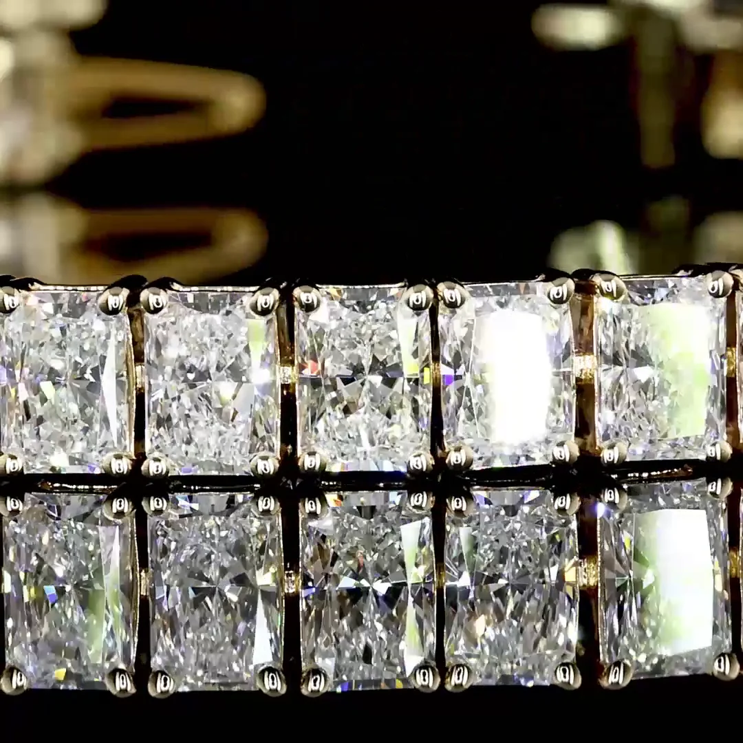 10.26 Cts 14k Yellow Gold Radiant Shape Tennis Bracelet - Image 2