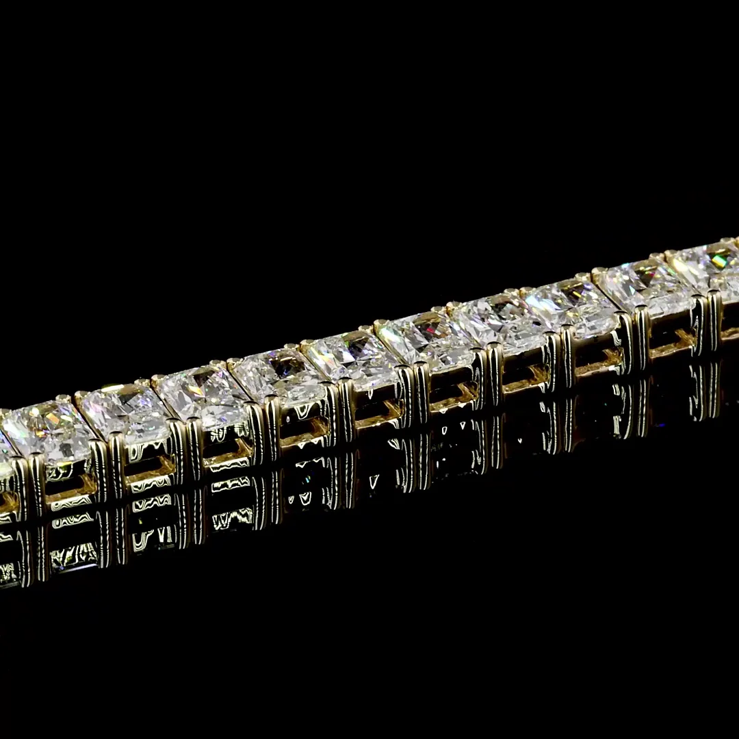 10.26 Cts 14k Yellow Gold Radiant Shape Tennis Bracelet - Image 3
