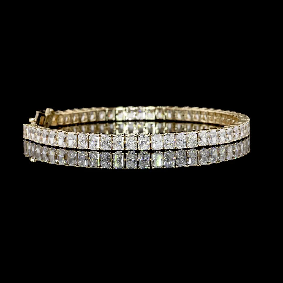 10.26 Cts 14k Yellow Gold Radiant Shape Tennis Bracelet - Video