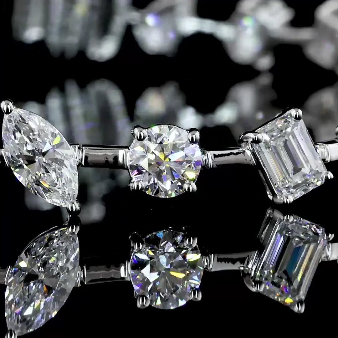 6 Cts 18k White Gold Mix Shape Tennis Bracelet - Image 2