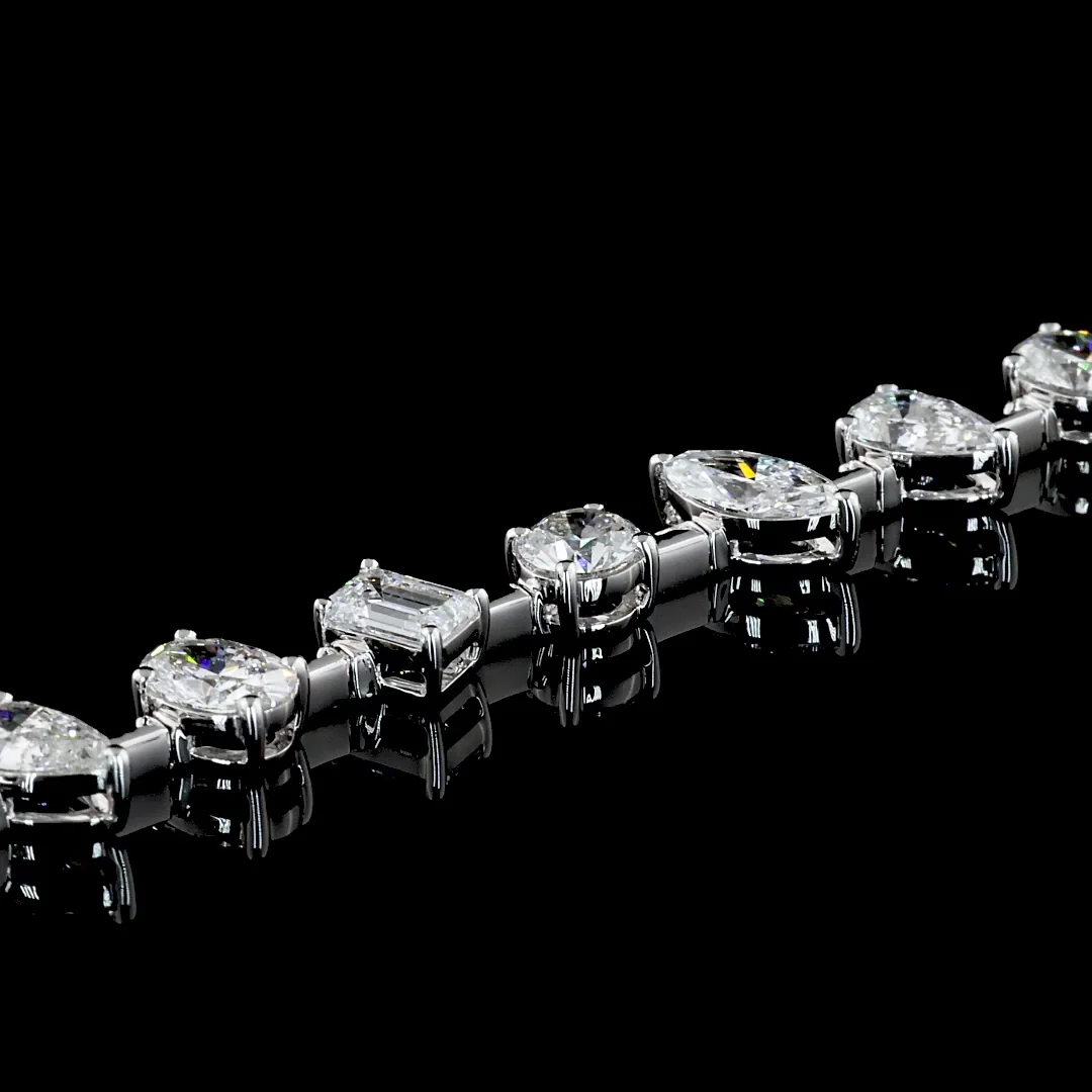 6 Cts 18k White Gold Mix Shape Tennis Bracelet - Image 3