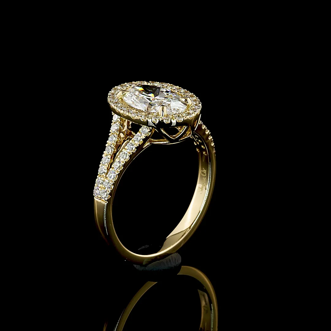 2.02 Cts 14k Yellow Gold Oval Shape Split Shank Ring - Image 4