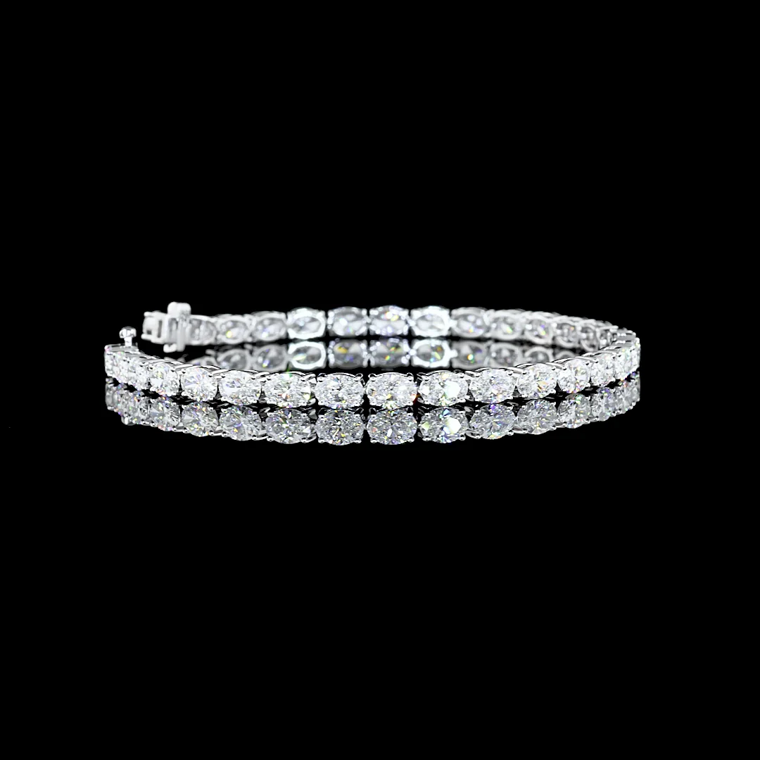 9.41 Cts 18k White Gold Oval Shape Tennis Bracelet - Video