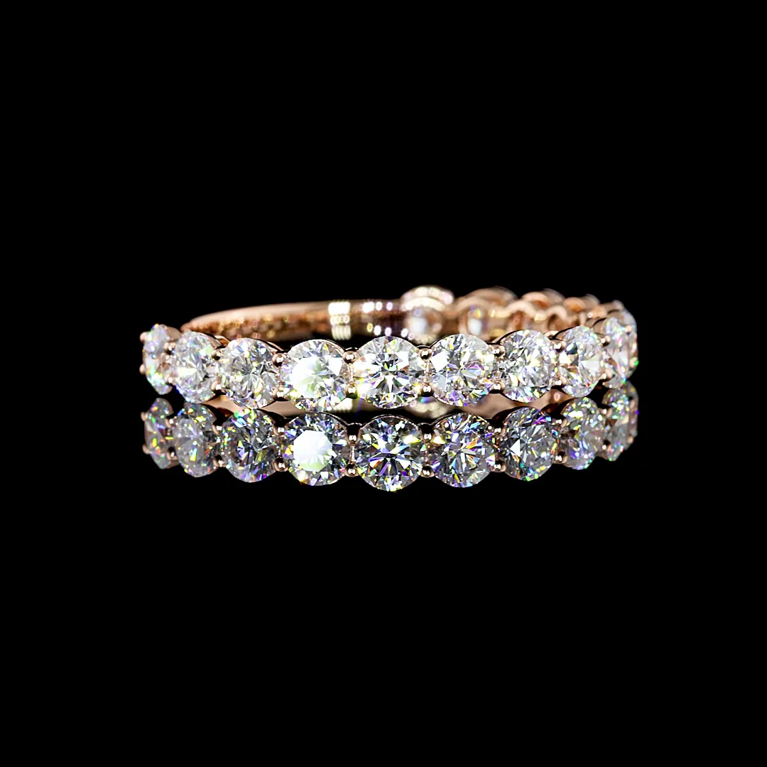 1.55 Cts 14k Rose Gold Round Shape 3/4 Band Eternity Band - Video