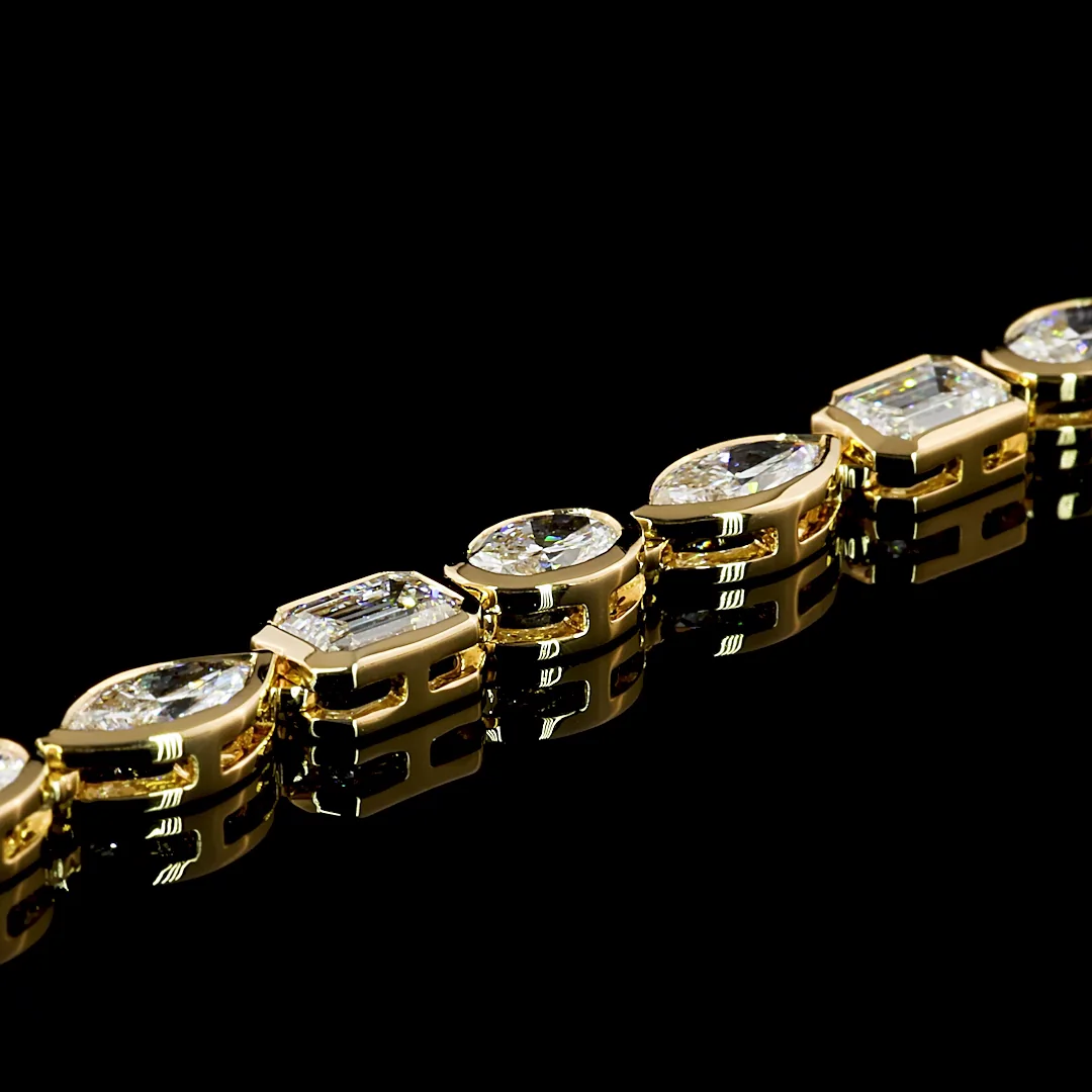 16.57 Cts 18k Yellow Gold Mix Shape Tennis Necklace - Image 4