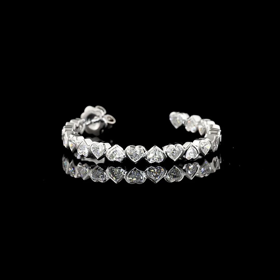 5.55 Cts 14k White Gold Heart Shape C Hoops Earring - Image 4