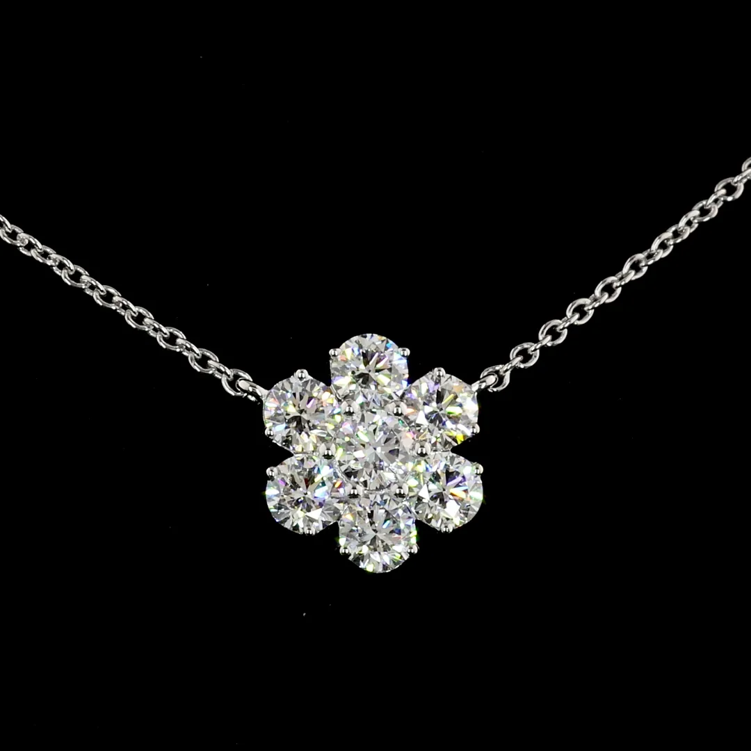 4.88 Cts 14k White Gold Round Shape Station Necklace - Image 3