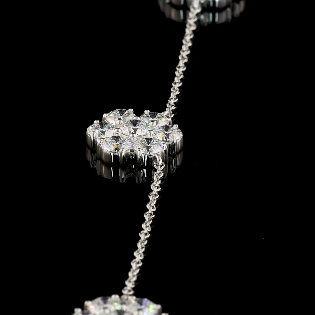 4.88 Cts 14k White Gold Round Shape Station Necklace - Image 4