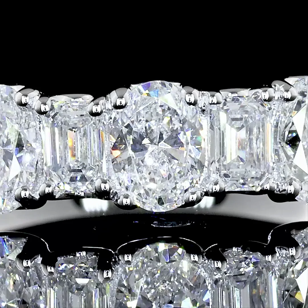 1.56 Cts 18k White Gold Mix Shape Half Eternity Eternity Band - Image 2