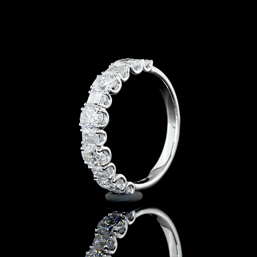 1.56 Cts 18k White Gold Mix Shape Half Eternity Eternity Band - Image 4