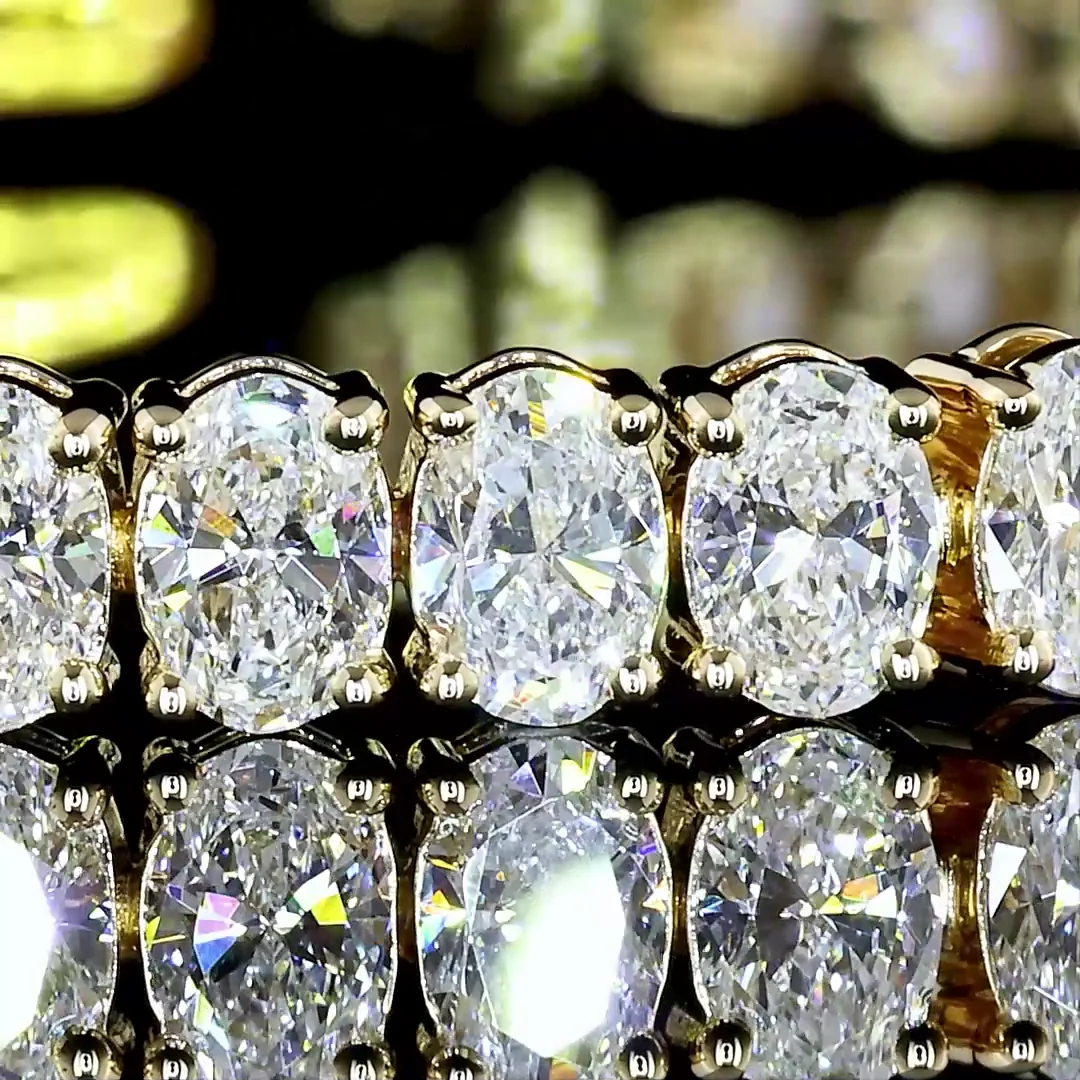 8.12 Cts 14k Yellow Gold Oval Shape Tennis Bracelet - Image 2