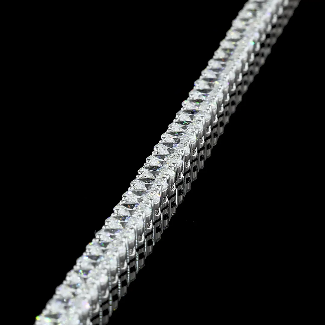 8 Cts 14k White Gold Oval Shape Tennis Bracelet - Image 3