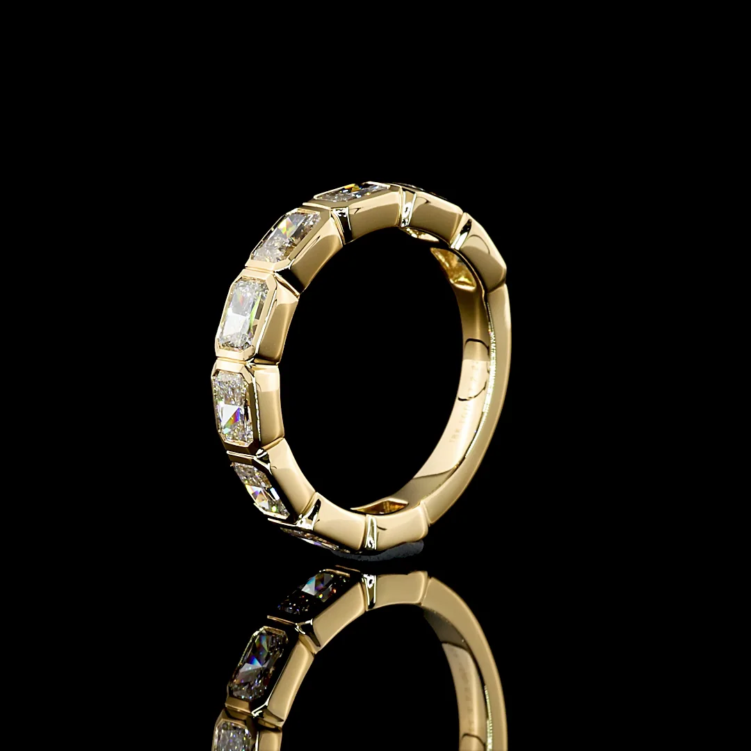 2.22 Cts 18k Yellow Gold Radiant Shape 3/4 Band Eternity Band - Image 4