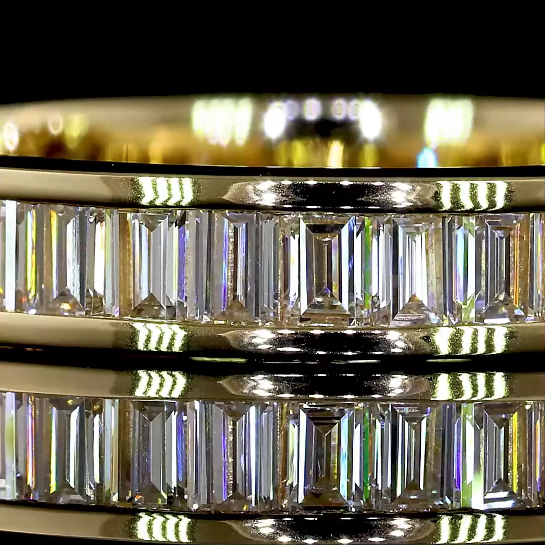 1.43 Cts 14k Yellow Gold Baguette Shape 3/4 Band Eternity Band - Image 3