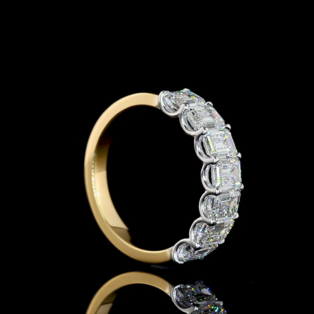 2.77 Cts 18k Two Tone Emerald Shape 7 Stones Eternity Band - Image 2