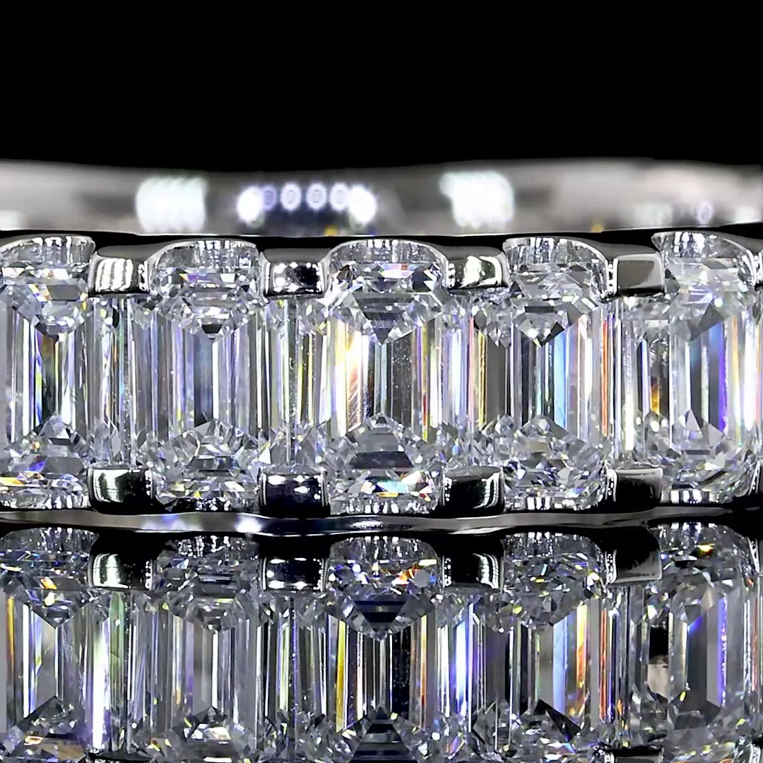 2.16 Cts Platinum Emerald Shape 3/4 Band Eternity Band - Image 3