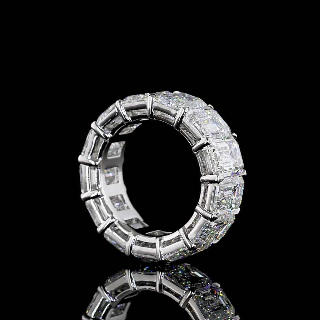 14.03 Cts Platinum Emerald Shape Eternity Band Eternity Band - Image 2