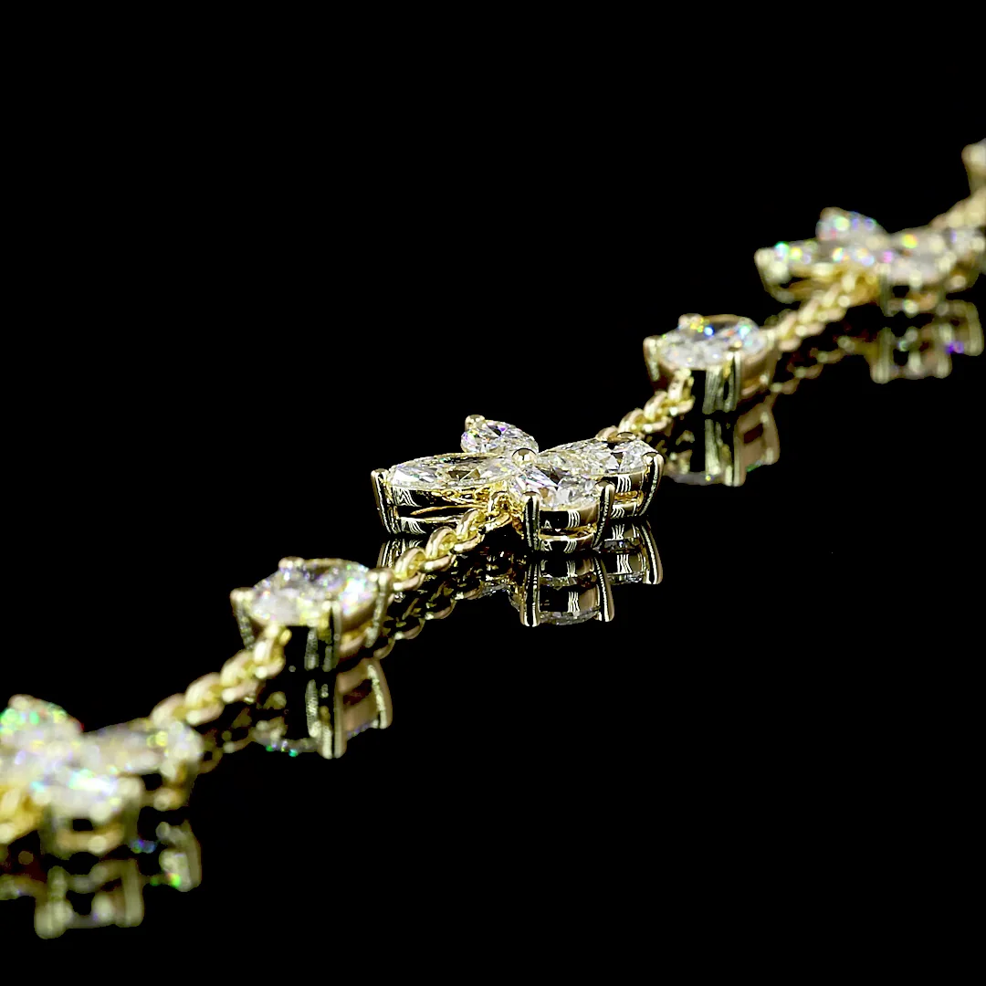 5.14 Cts 14k Yellow Gold Mix Shape Station Necklace - Image 4