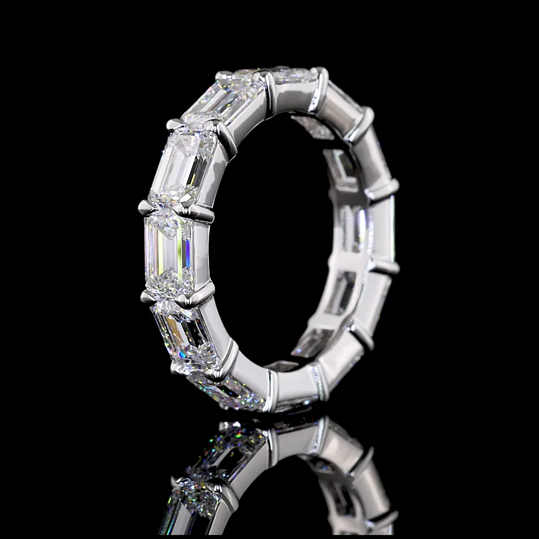 6.36 Cts 14k White Gold Emerald Shape Eternity Band Eternity Band - Image 4