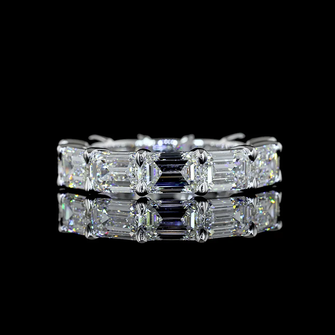 6.36 Cts 14k White Gold Emerald Shape Eternity Band Eternity Band - Video