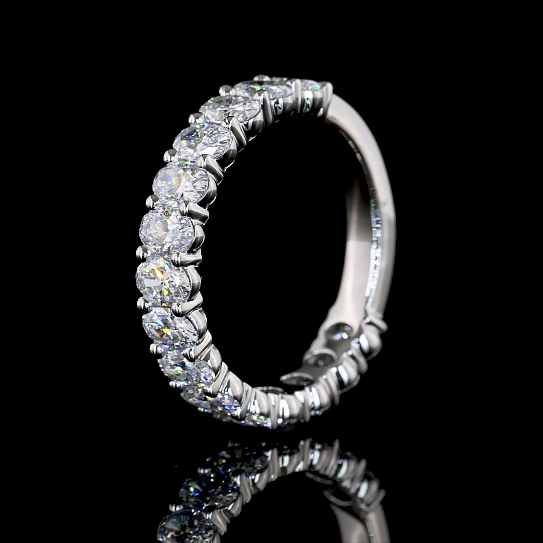 1.59 Cts Platinum Oval Shape 3/4 Band Eternity Band - Image 4