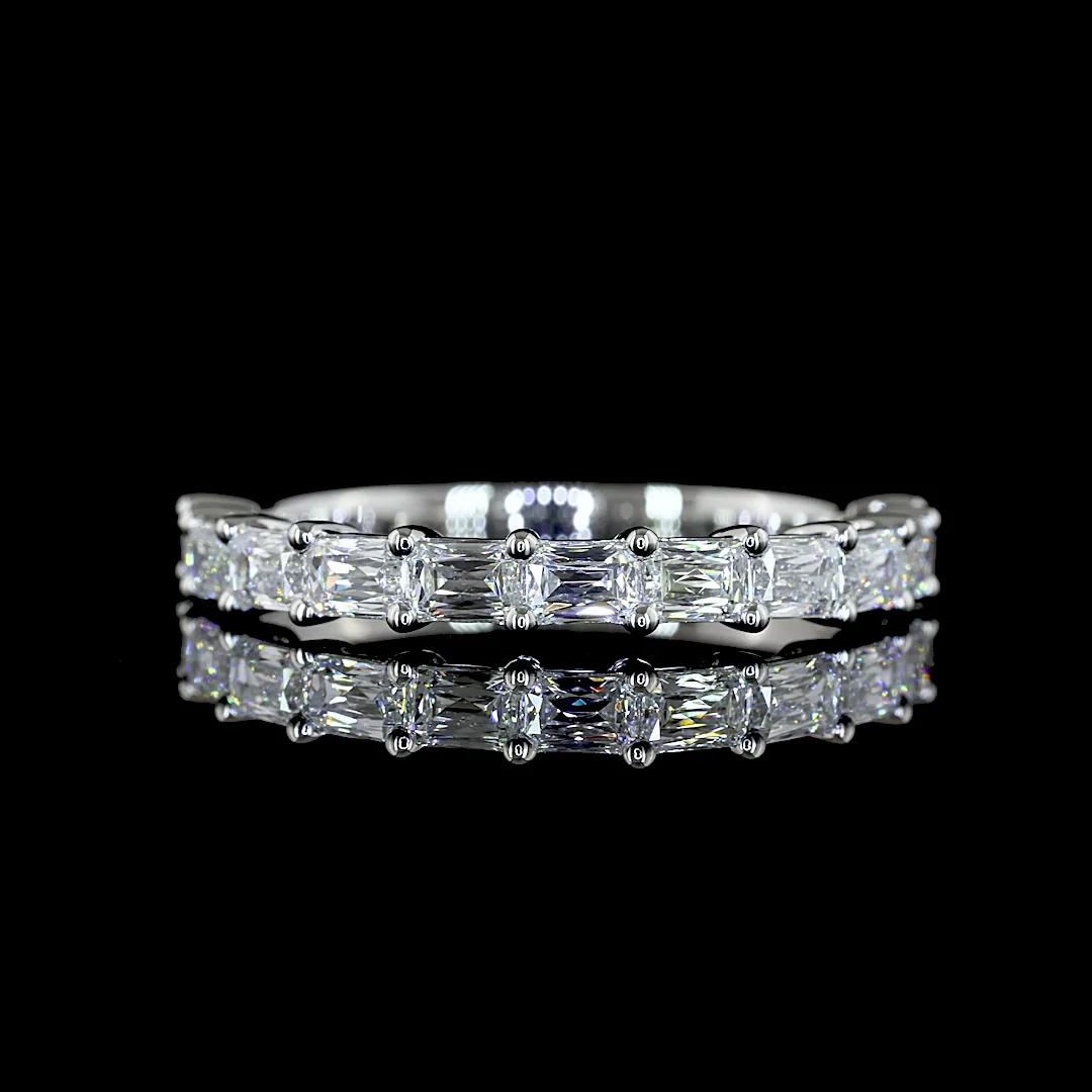 1.07 Cts Platinum Radiant Modified Shape Half Eternity Eternity Band - Video
