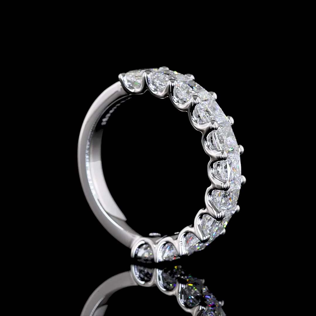 2.07 Cts 14k White Gold Princess Shape 3/4 Band Eternity Band - Image 2