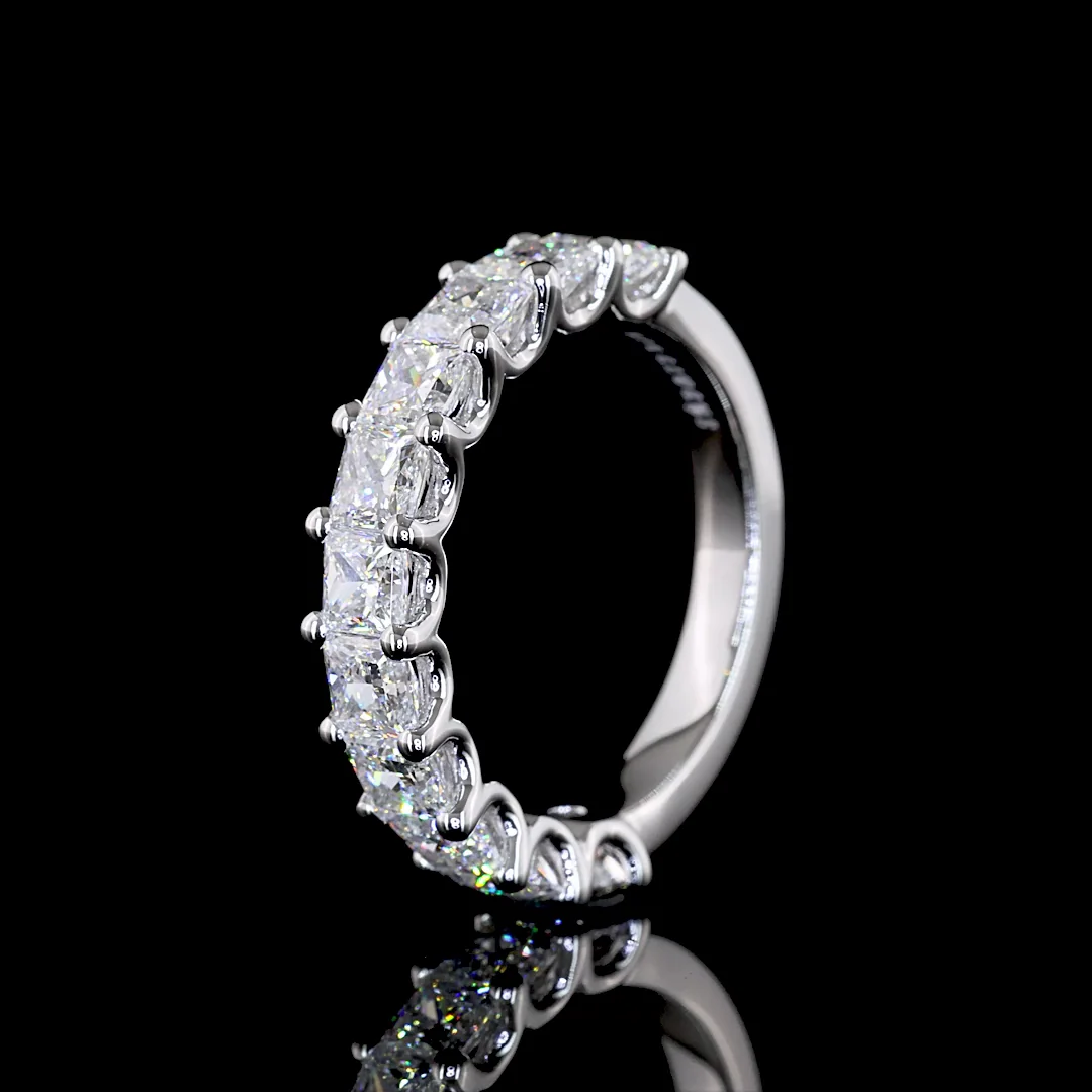 2.07 Cts 14k White Gold Princess Shape 3/4 Band Eternity Band - Image 4