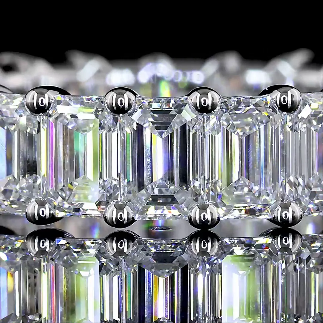 3.84 Cts 14k White Gold Emerald Shape Eternity Band Eternity Band - Image 3