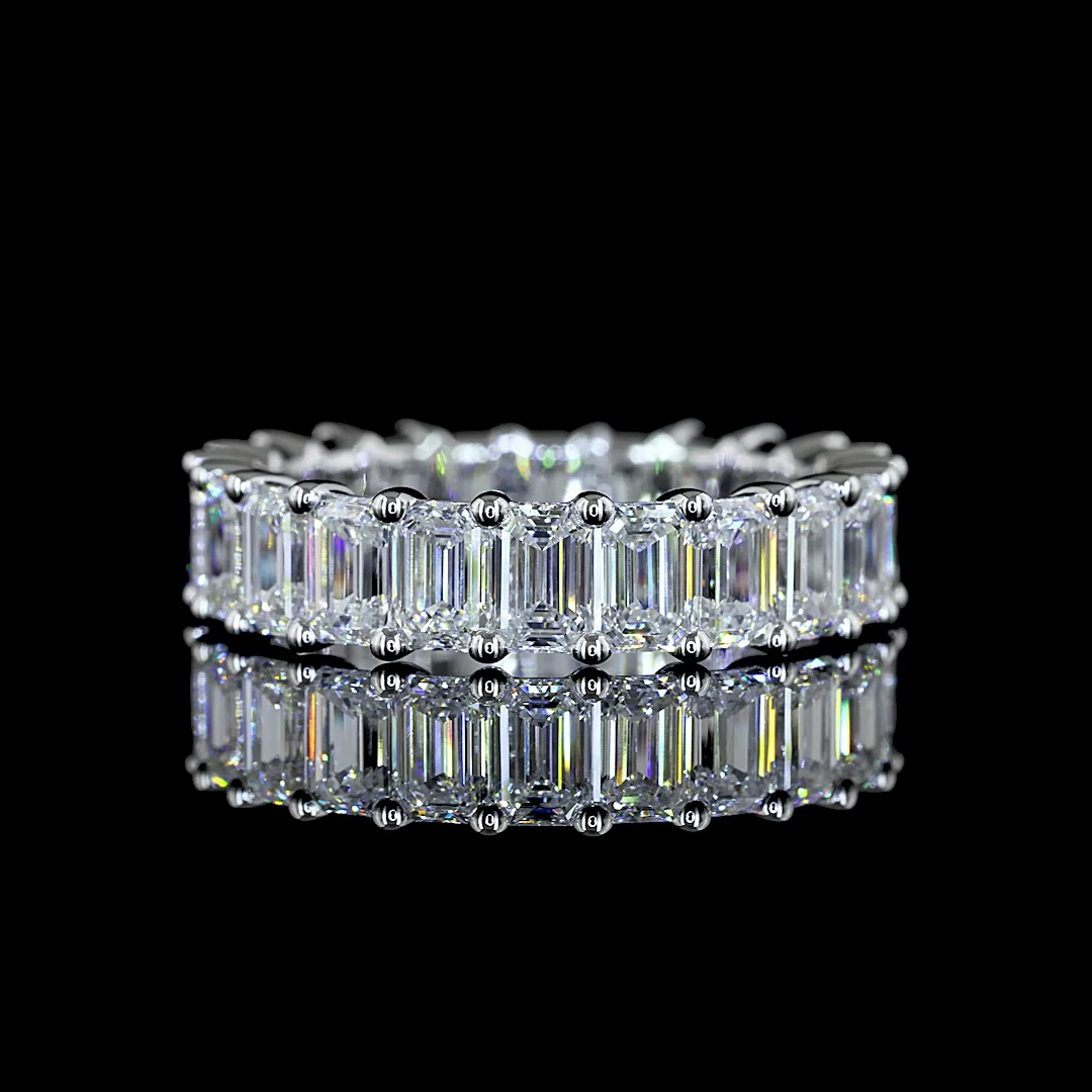 3.84 Cts 14k White Gold Emerald Shape Eternity Band Eternity Band - Video