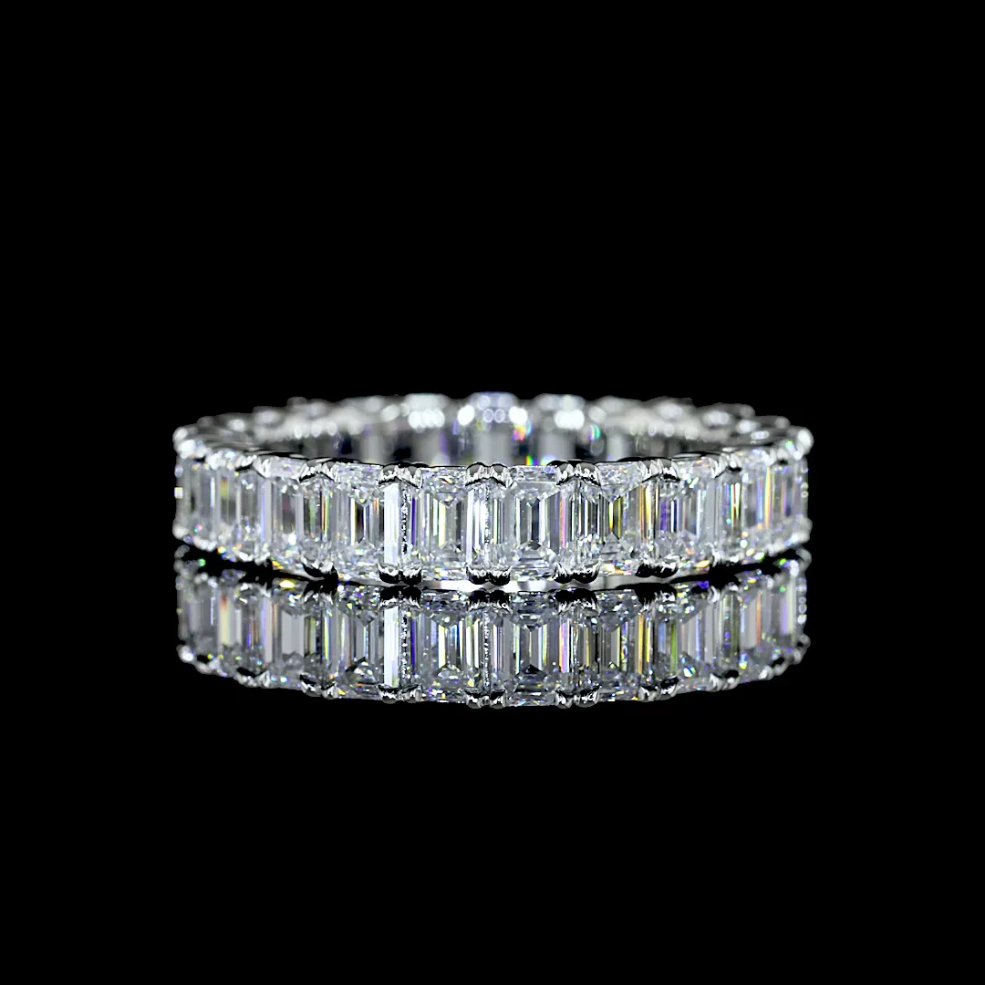 3.34 Cts Platinum Emerald Shape Eternity Band Eternity Band - Video